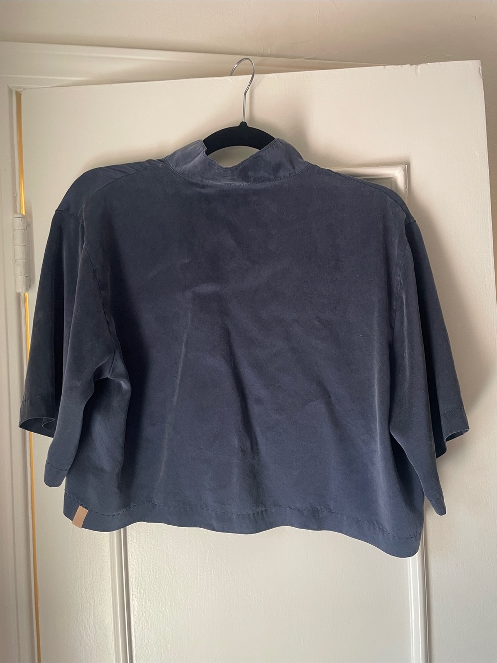 lunya Navy Silk Short-Sleeve Button Top & Wide-Leg Pants - Picture 14 of 14